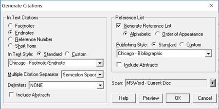 how to list endnote with numbers